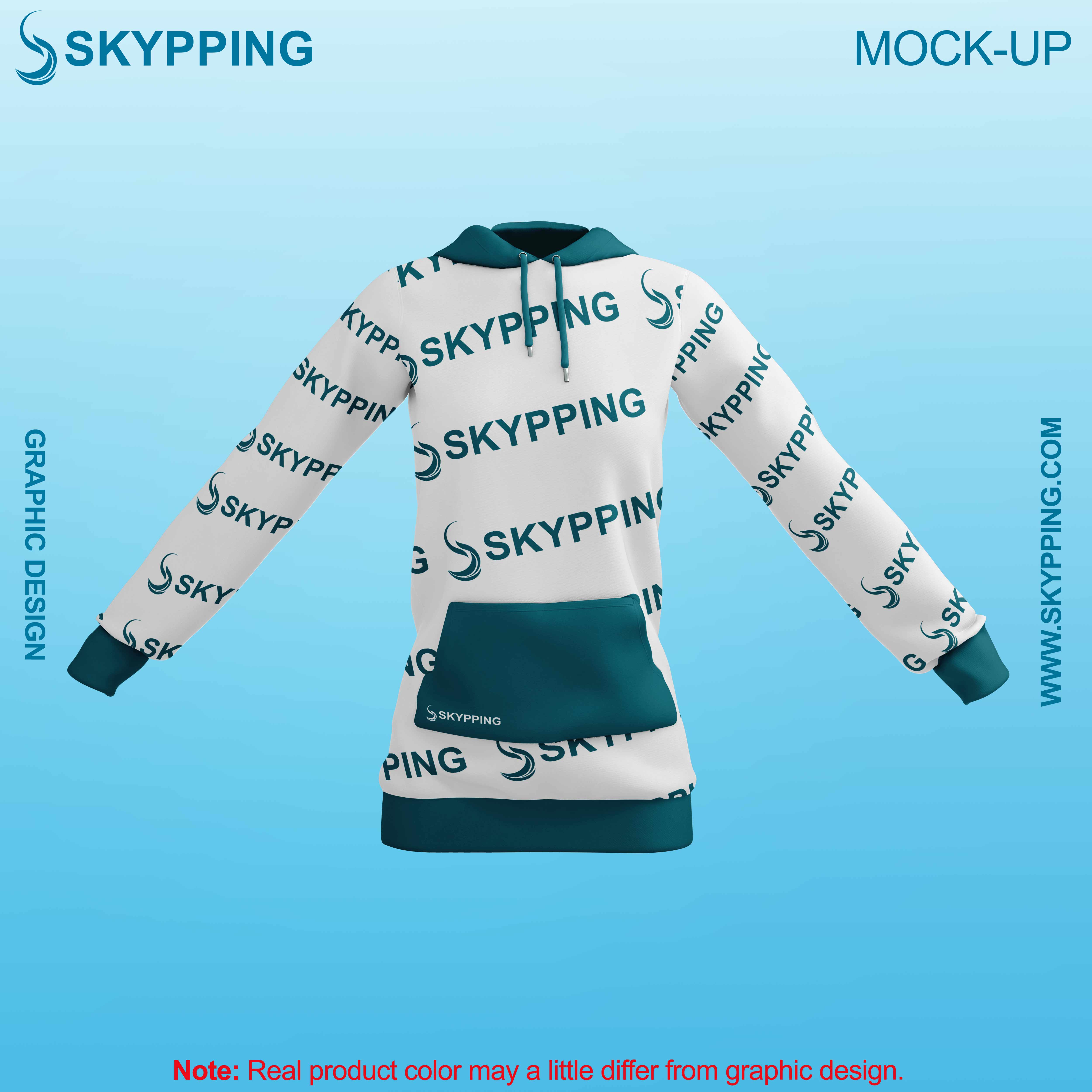 White Combo Pull Over Hoodie with Kangroo Pockets for Women